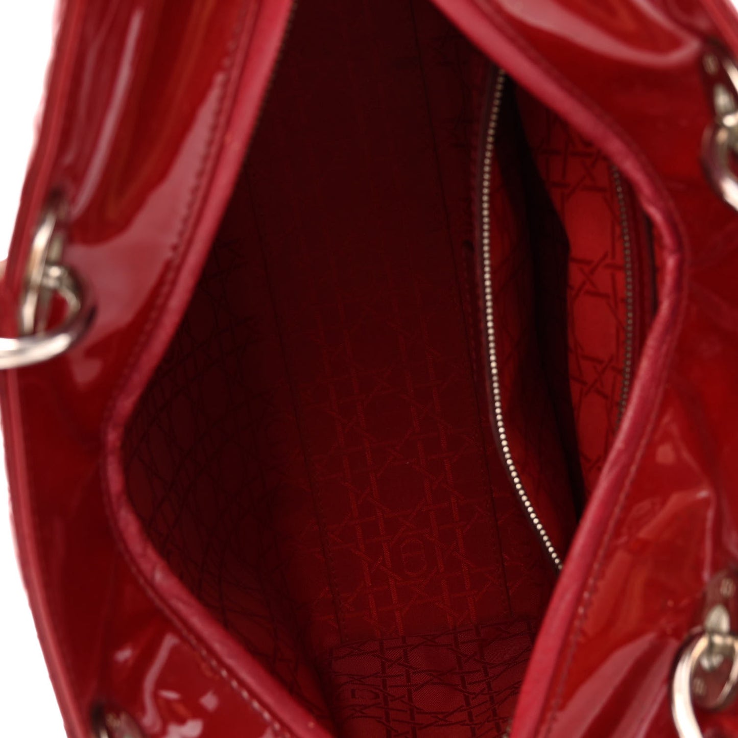 Patent Cannage Large Lady Dior Red