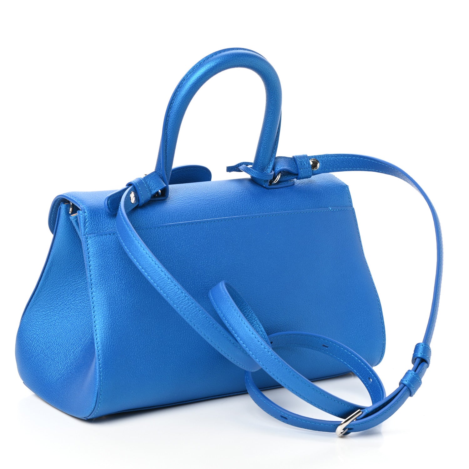 Delvaux Calfskin Mini Brillant East West Satchel Satin Electric 3 of 10
