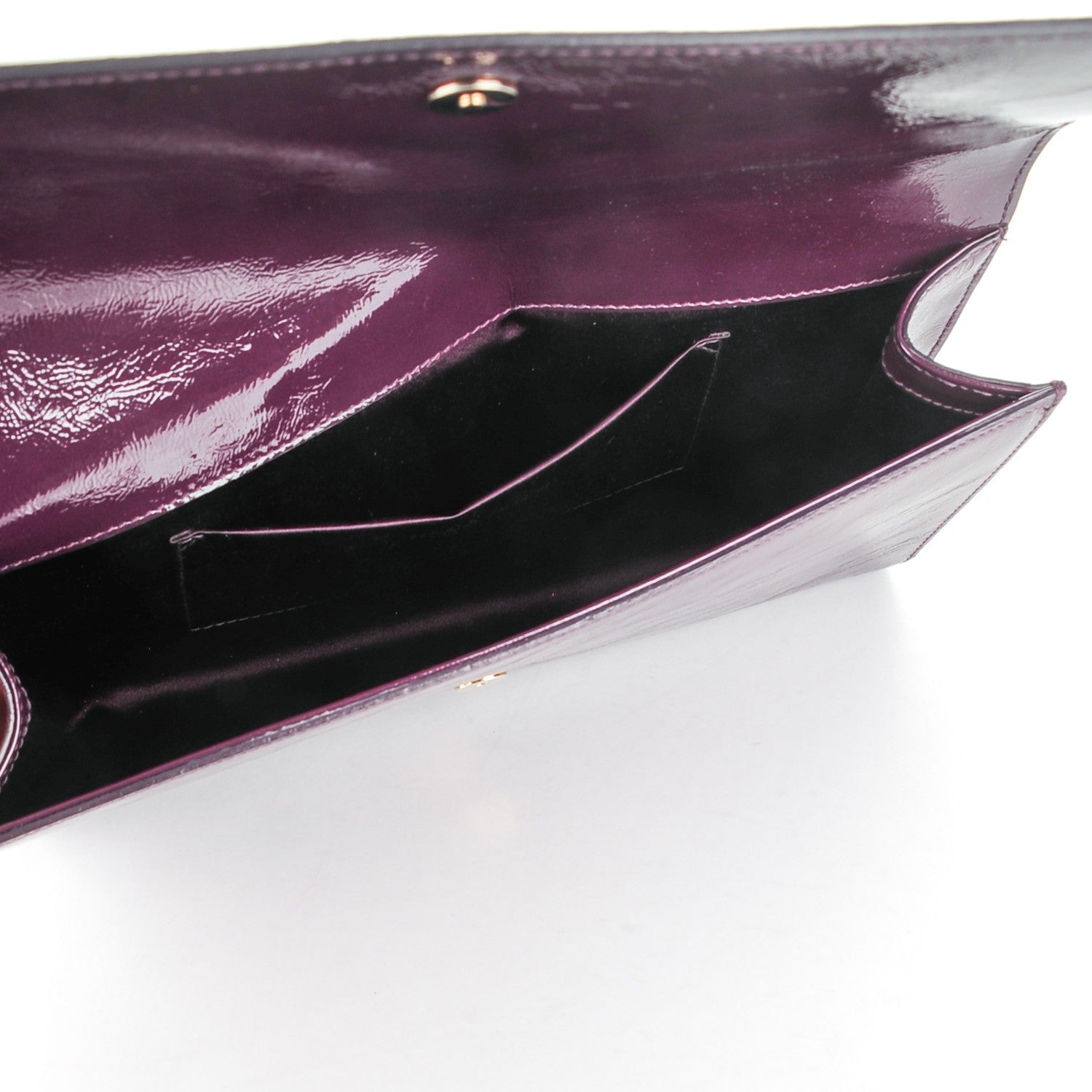 Saint Laurent Textured Patent Monogram Large Belle De Jour Clutch Purple 5 of 7