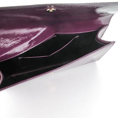 Saint Laurent Textured Patent Monogram Large Belle De Jour Clutch Purple 5 of 7