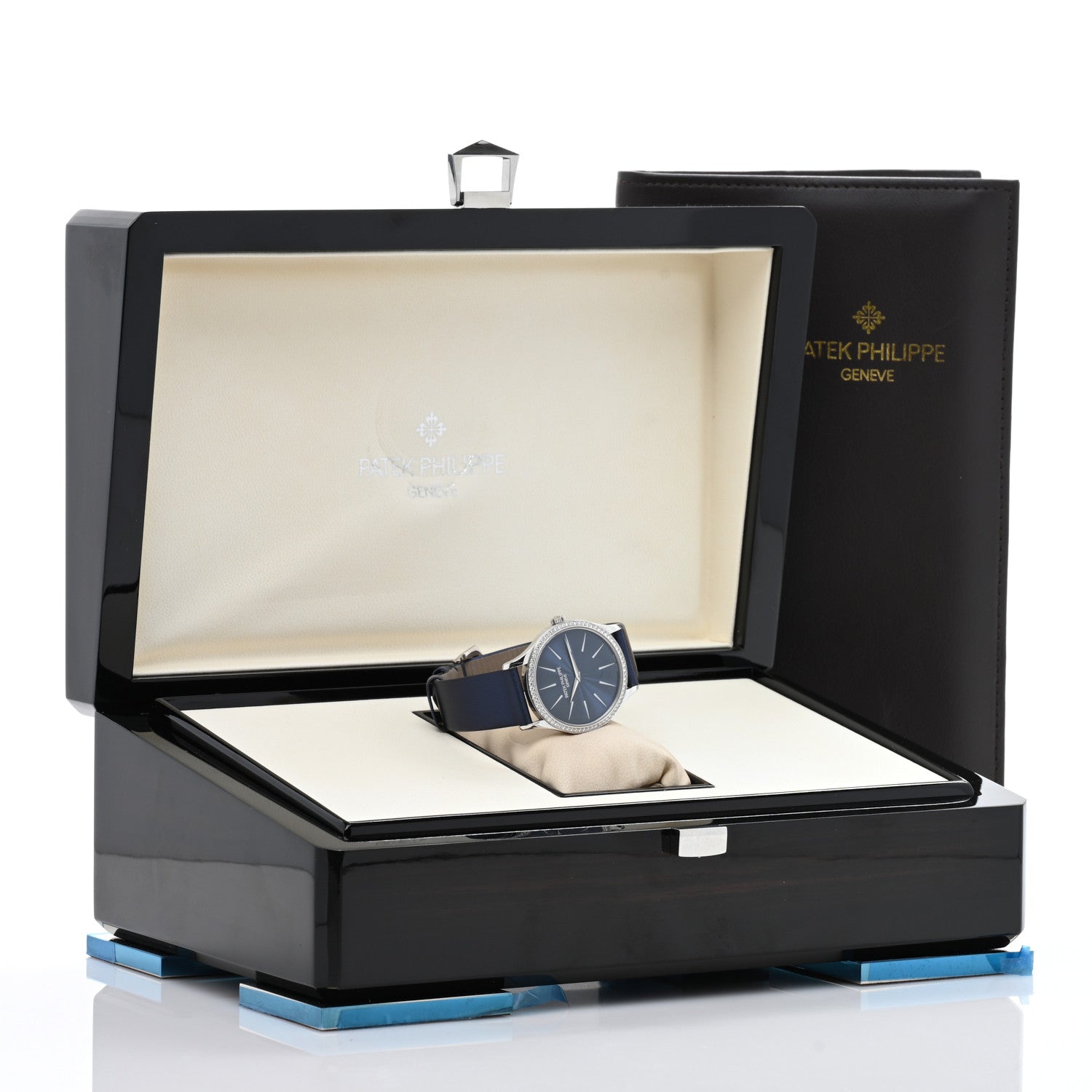 Patek Philippe 18K White Gold Satin Diamond 33mm Calatrava Automatic Watch Midnight Blue 4896G-001 5 of 5