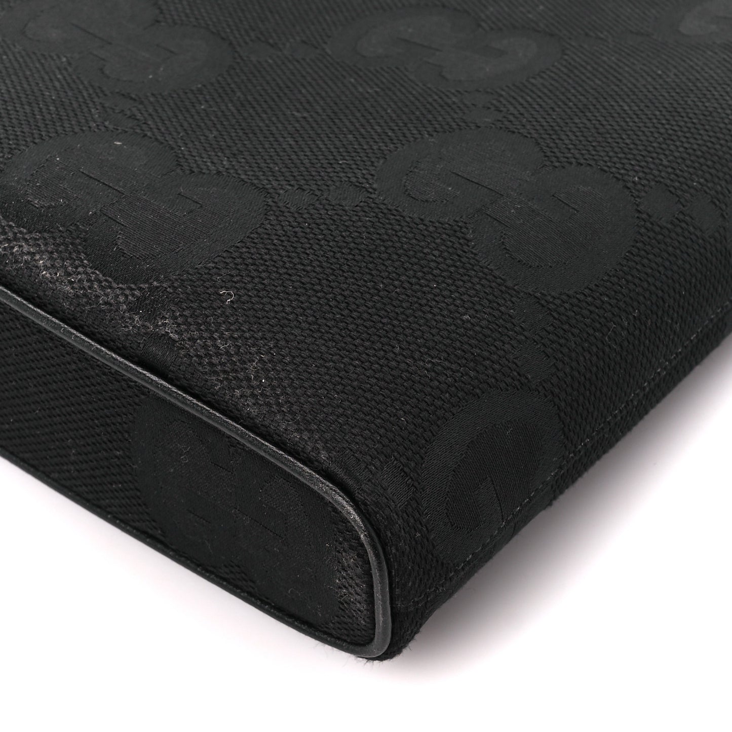 Monogram Jumbo GG Textured Dollar Calfskin Wristlet Messenger Bag Black