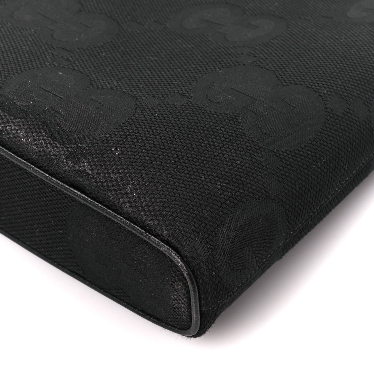 Gucci Monogram Jumbo GG Textured Dollar Calfskin Wristlet Messenger Bag Black 10 of 10
