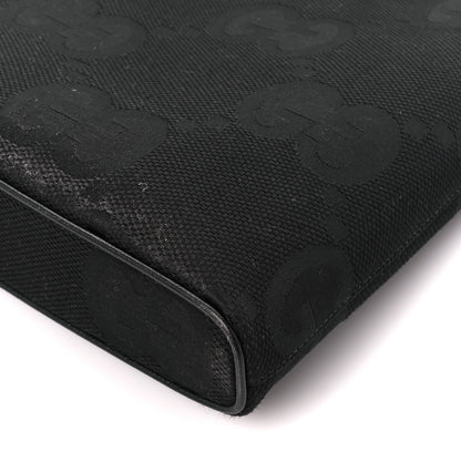 Gucci Monogram Jumbo GG Textured Dollar Calfskin Wristlet Messenger Bag Black 10 of 10