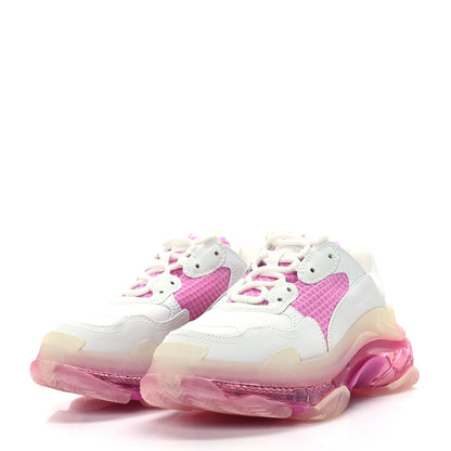 Balenciaga Fabric Mesh Clear Sole Womens Triple S Sneakers 37 White Pink 3 of 7