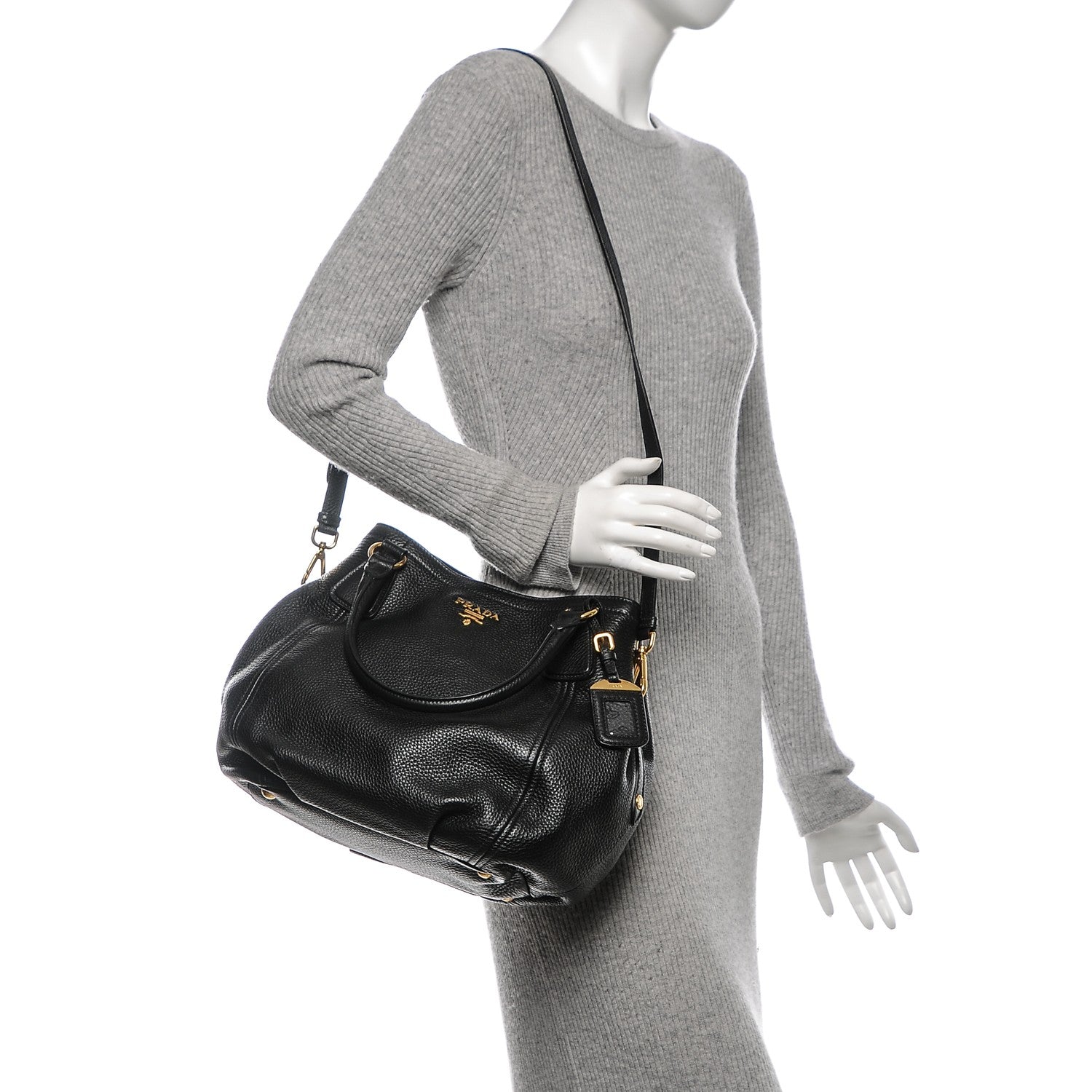 Prada Vitello Daino Tote Nero Black 2 of 6