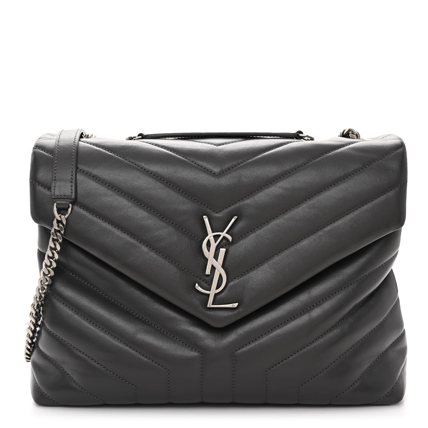 Calfskin Y Quilted Monogram Medium Loulou Chain Satchel Storm