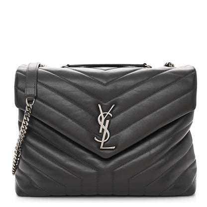 Saint Laurent Calfskin Y Quilted Monogram Medium Loulou Chain Satchel Storm 1 of 9