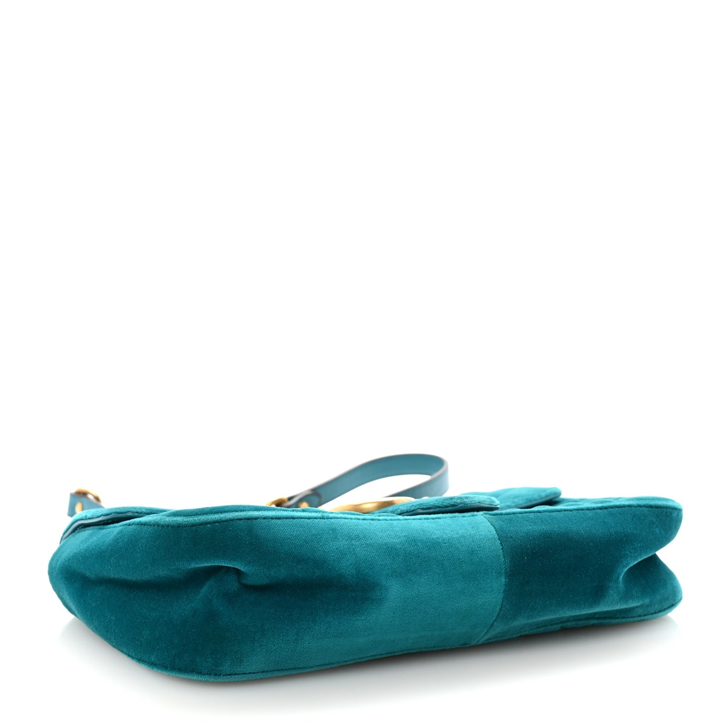 Velvet Matelasse Small GG Marmont Shoulder Bag Pavone Cyan