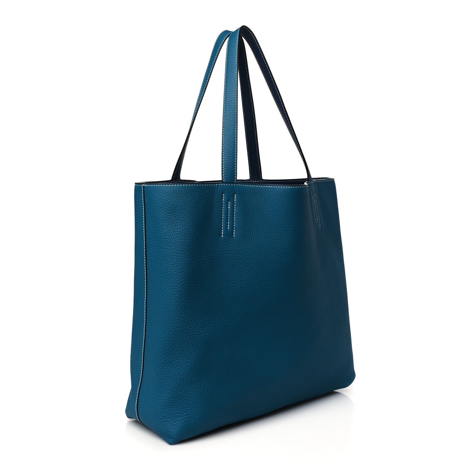 Hermes Taurillon Clemence Double Sens 45 Reversible Tote Bleu Izmir Bleu Saphir 5 of 15