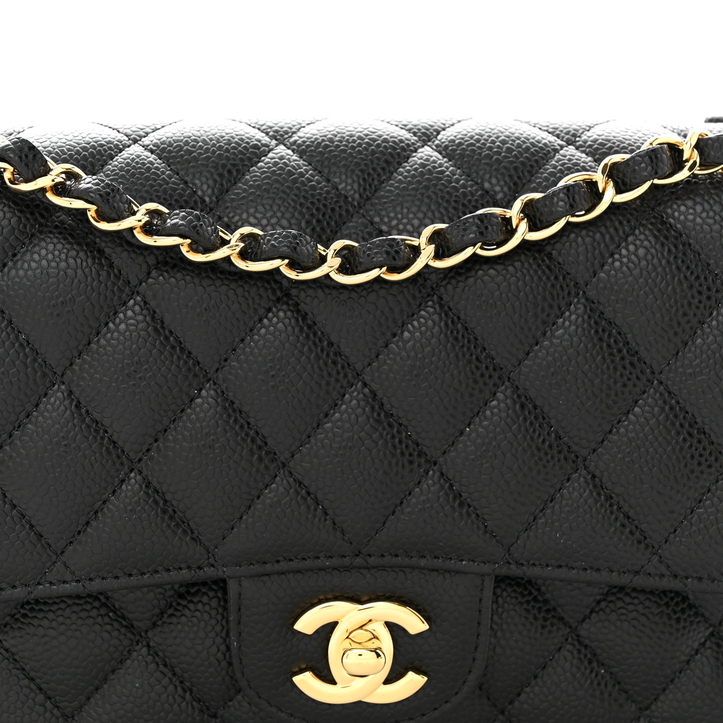 Caviar Quilted Medium Double Flap Black