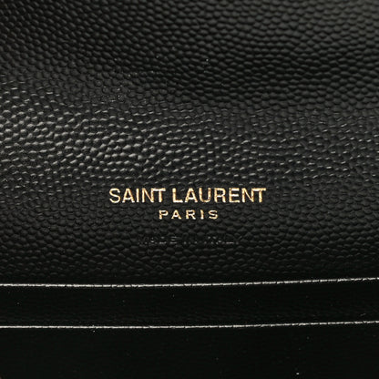 Saint Laurent Grain De Poudre Matelasse Chevron Small Monogram Envelope Wallet Black 6 of 10