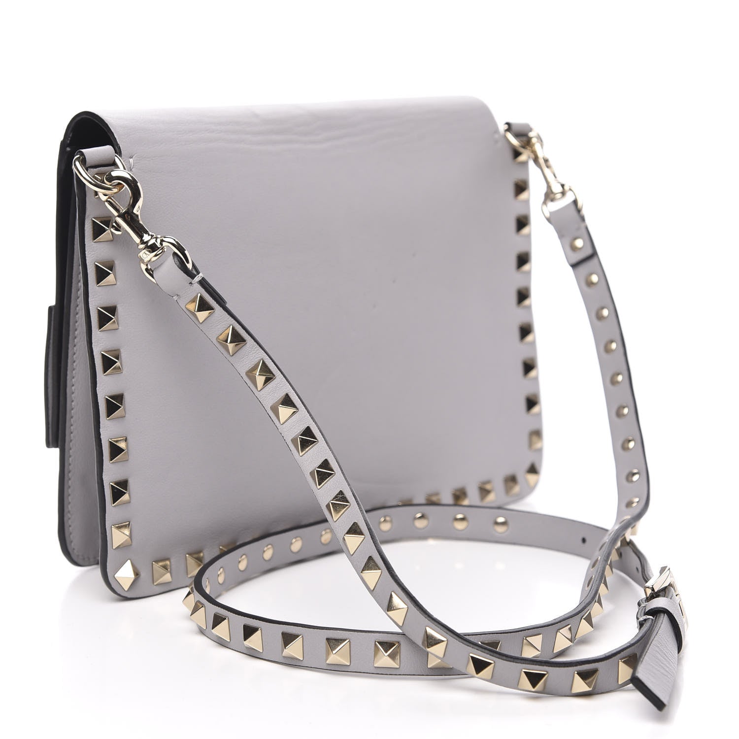 Valentino Garavani Vitello Rockstud Side Slip Crossbody Pastel Grey 3 of 13