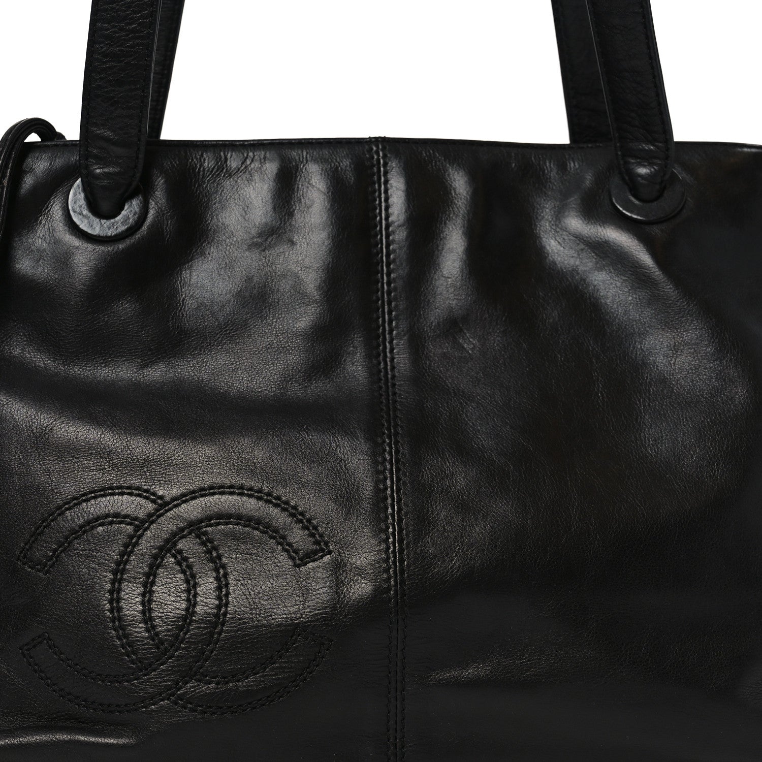 Chanel Lambskin CC Stitched Tote Black 8 of 10