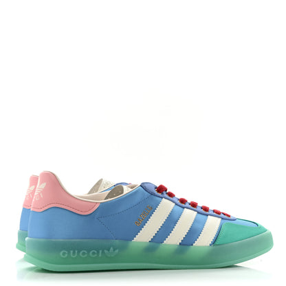 Gucci X ADIDAS Silk Duchesse Demetra Rubber Womens Gazelle Sneakers 7.5 Jade Capri Avio Off White 5 of 10