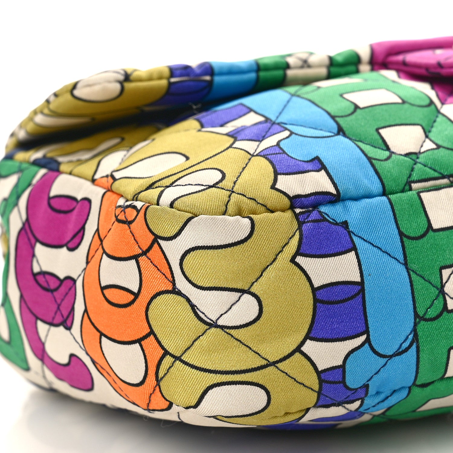 Chanel Printed Fabric Quilted Logo Single Flap Bag Multicolor 8 of 9