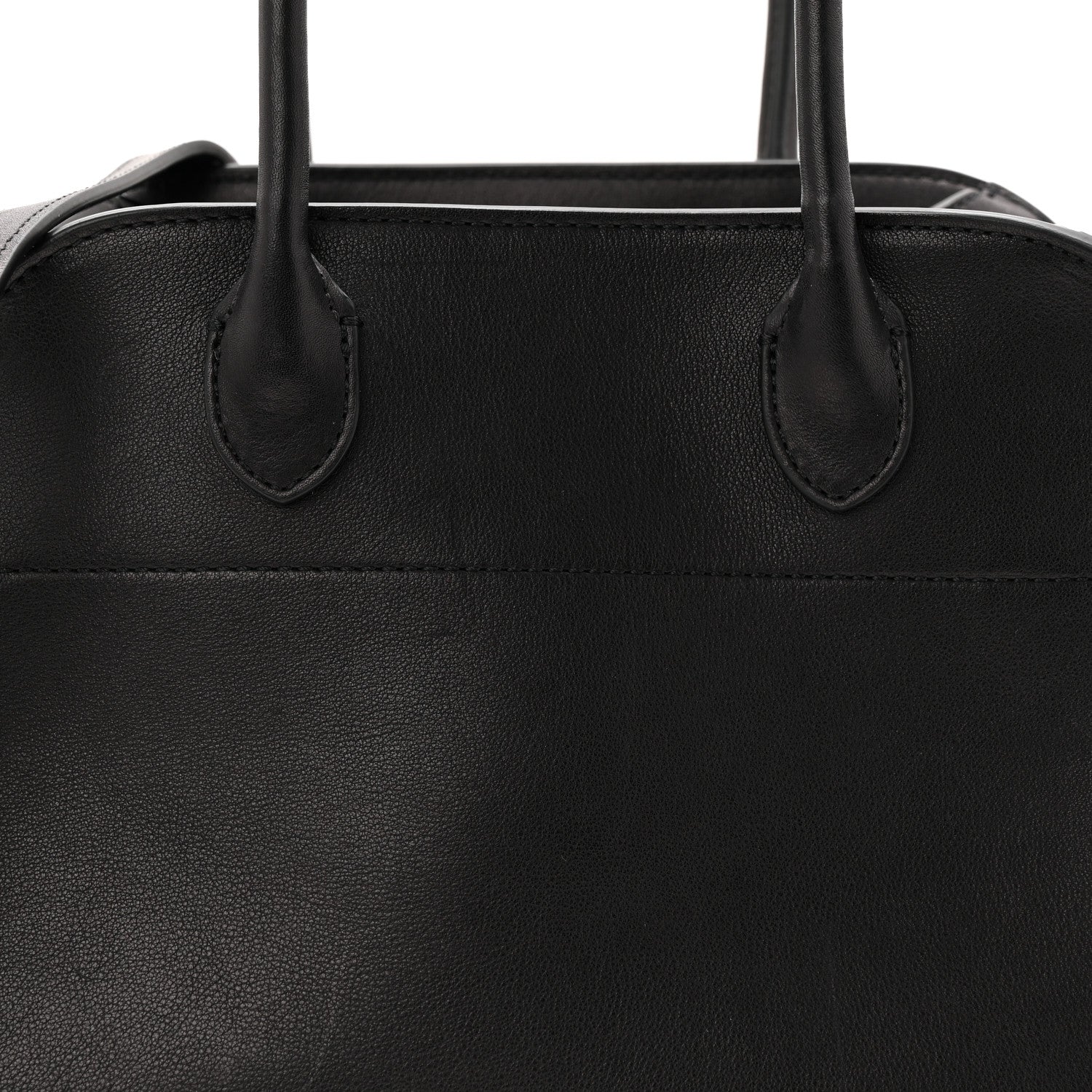 The Row Polished Saddle Calfskin Soft Margaux 10 Bag Black 7 of 9