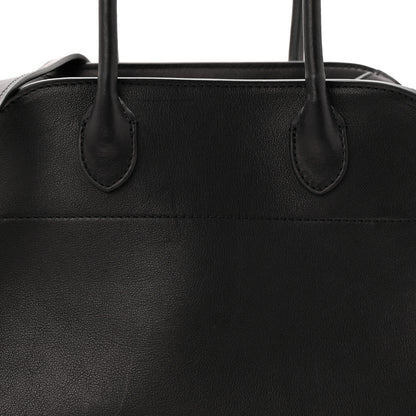 The Row Polished Saddle Calfskin Soft Margaux 10 Bag Black 7 of 9