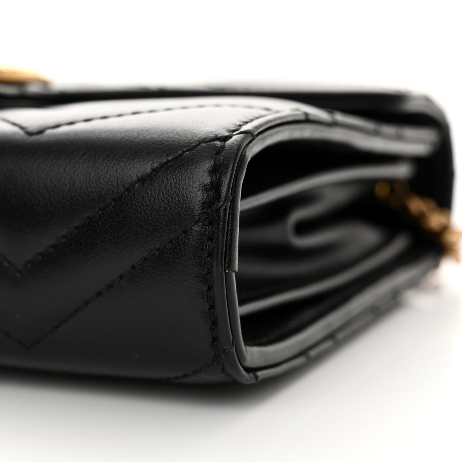 Gucci Calfskin Matelasse GG Marmont Chain Wallet Black 10 of 12