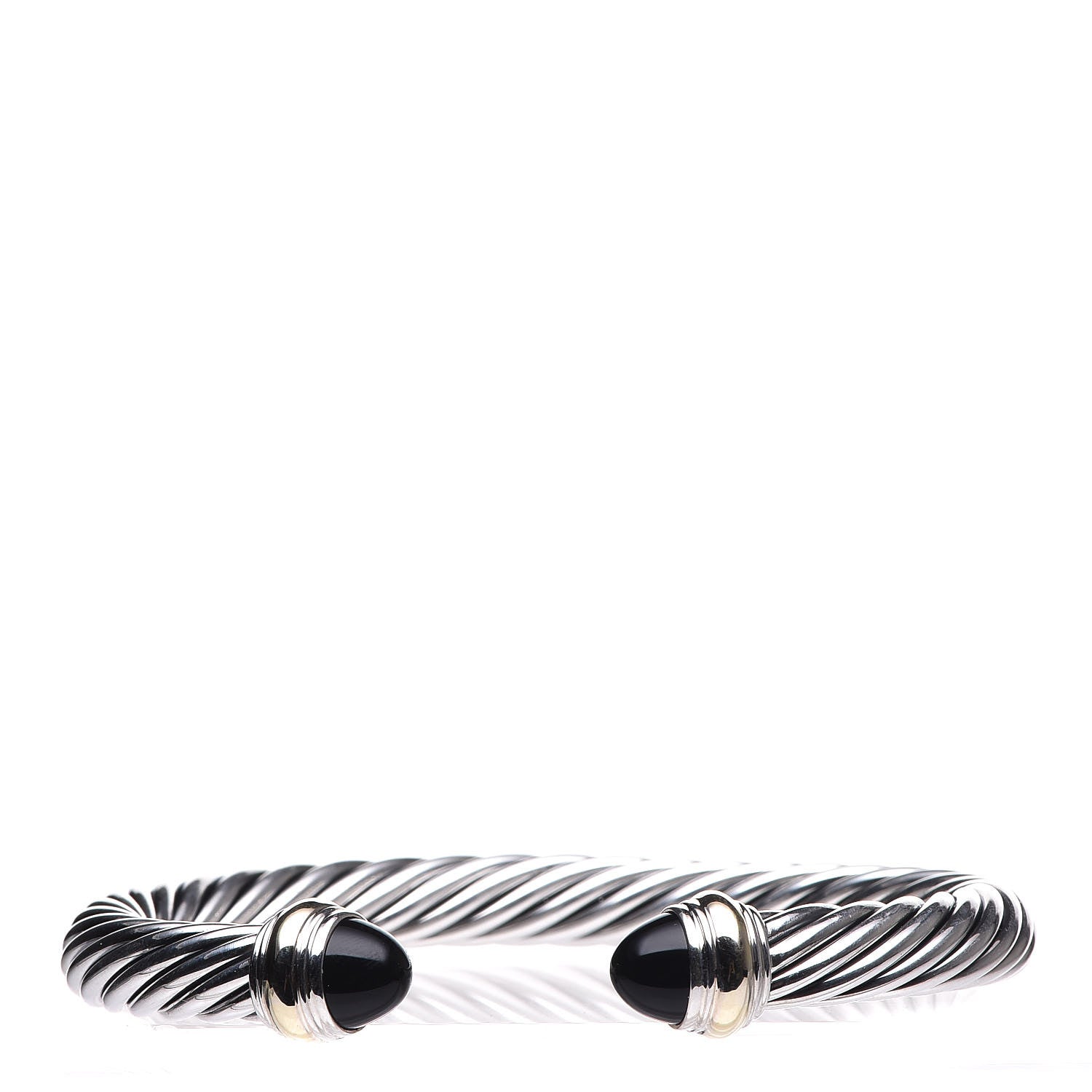 David Yurman Sterling Silver 14K Yellow Gold Black Onyx 7mm Cable Classics Bracelet 1 of 5