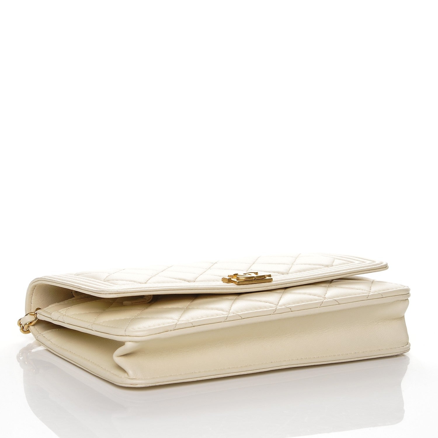 Chanel Lambskin Quilted Boy Wallet On Chain WOC White 4 of 8