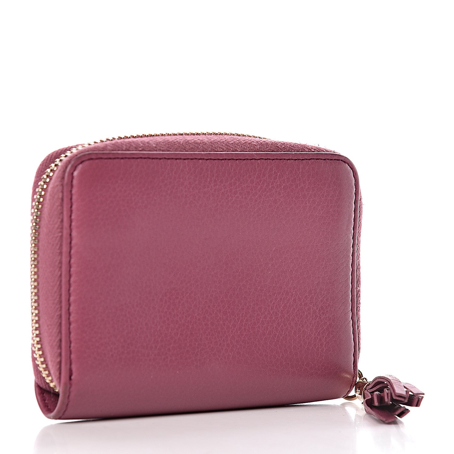Gucci Pebbled Calfskin Soho Compact Disco Zip Around Wallet Peonia Flower 3 of 13