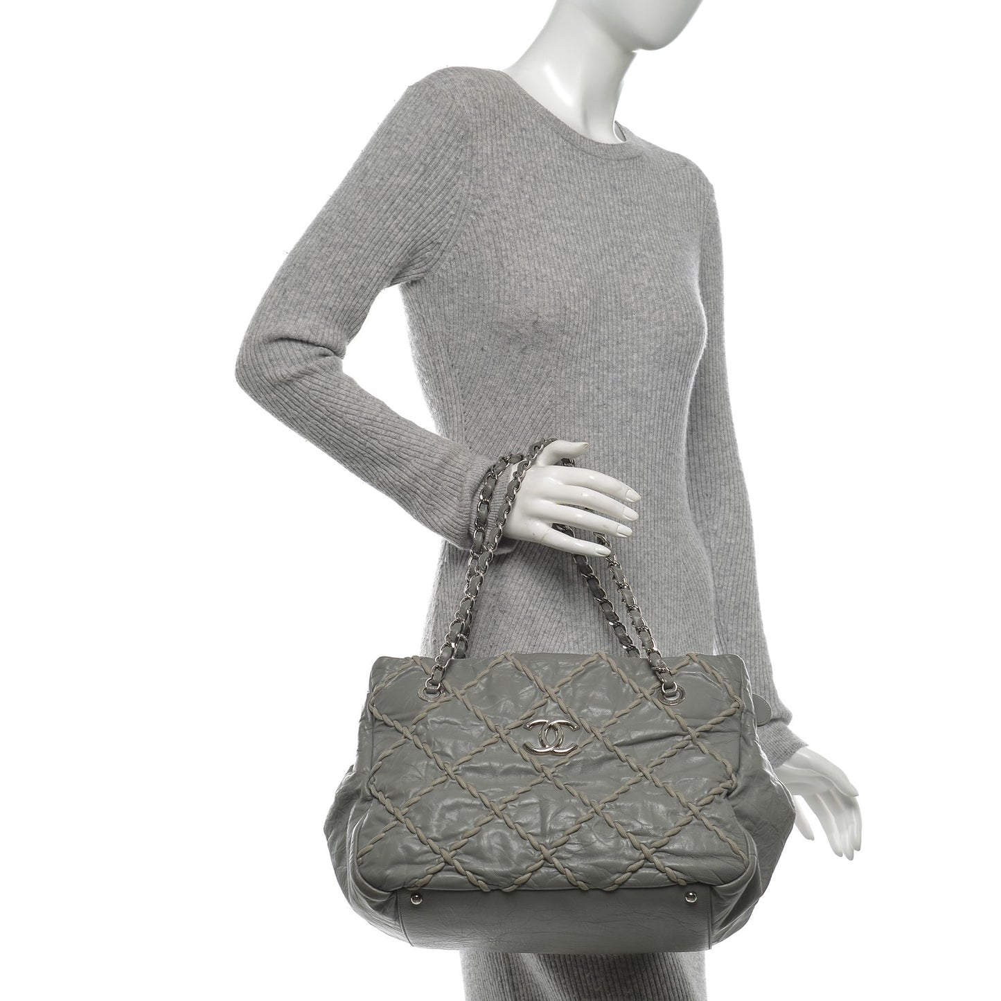 Calfskin Ultra Stitch Tote Grey