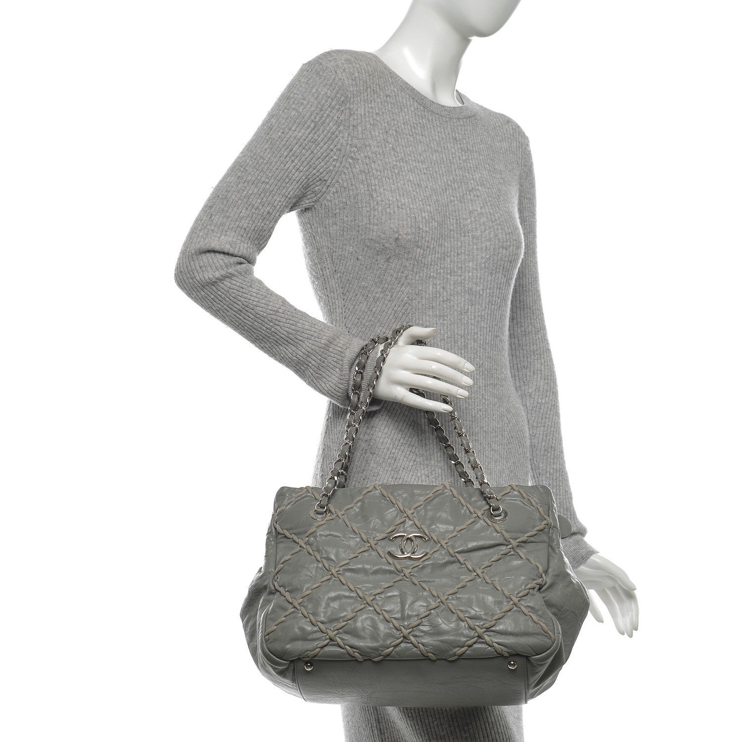 Chanel Calfskin Ultra Stitch Tote Grey 2 of 8