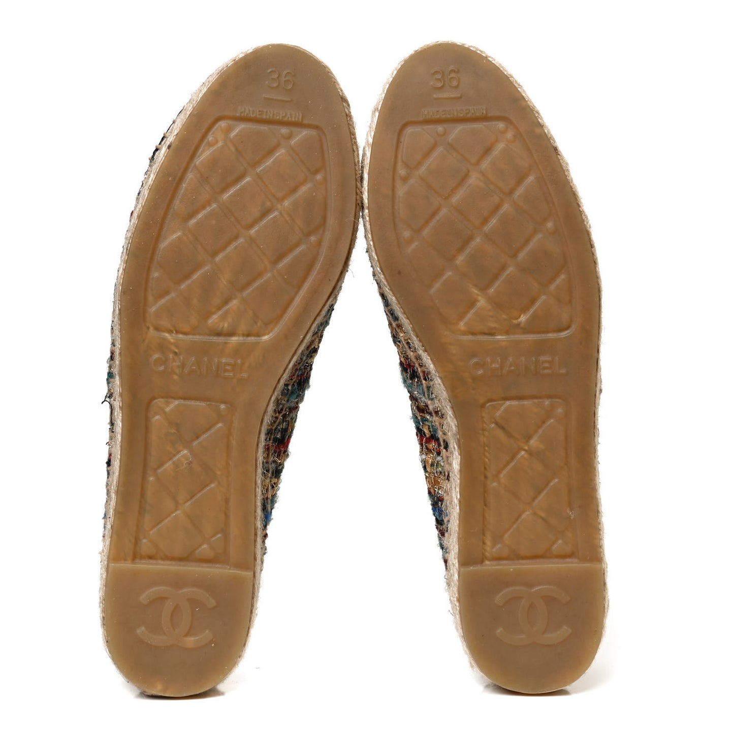 Tweed Grosgrain CC Espadrilles 36 Multicolor Black