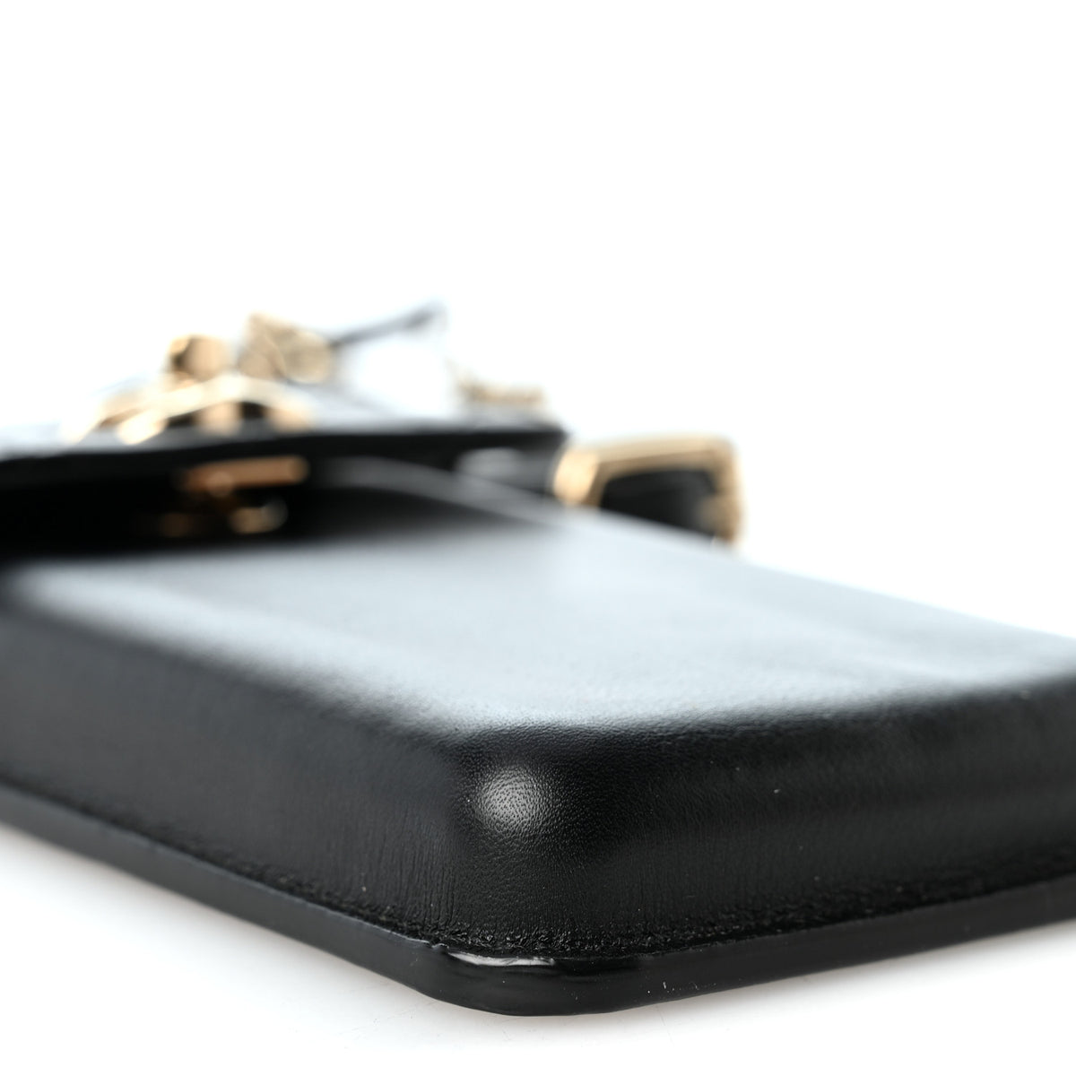 Chanel Lambskin Quilted Phone Holder Flap With Chain Black 10 of 11