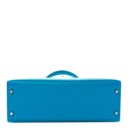 Hermes Epsom Kelly Sellier 32 Bleu Frida 5 of 36