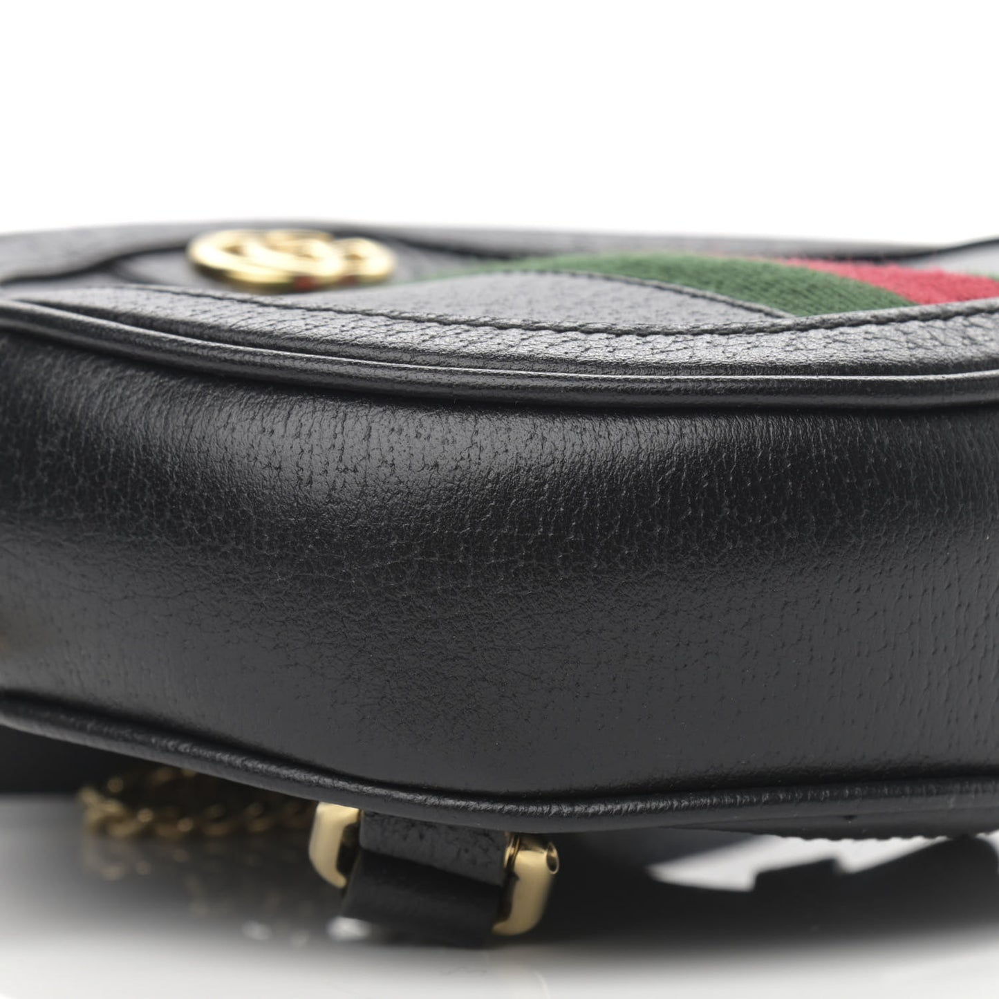 Grained Calfskin Web Mini Ophidia Round Backpack Black