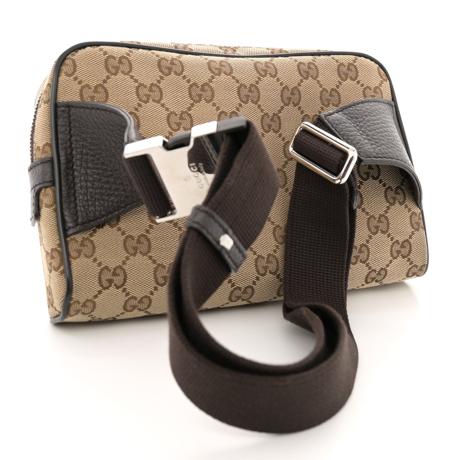 Gucci Monogram Dollar Calfskin Belt Bag Beige Ebony Testa di Moro Marrone Scuro 3 of 10