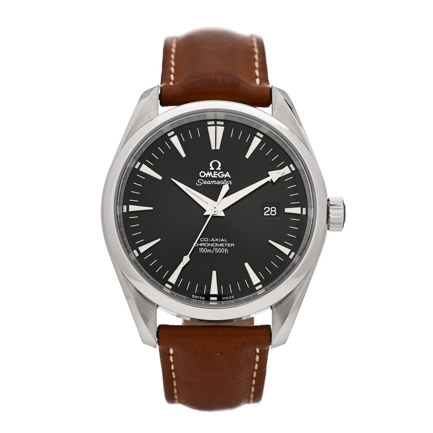Stainless Steel Alligator 42mm Aqua Terra Co-Axial Chronometer Automatic Watch Black 2802.50.37
