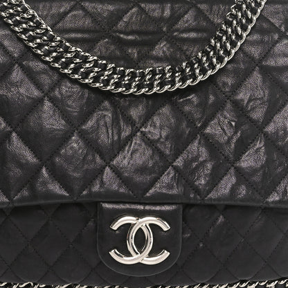 Chanel Washed Lambskin Quilted Maxi Chain Around Flap Black 8 of 10