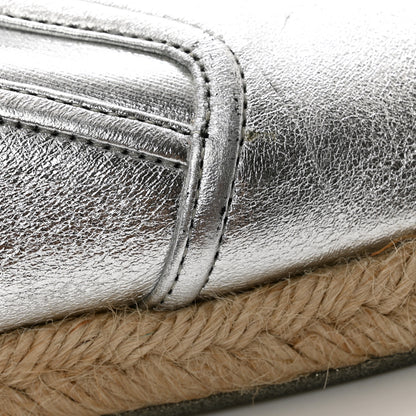 Chanel Crumpled Lambskin CC Mocassin Loafer Espadrilles 39.5 Silver 10 of 13