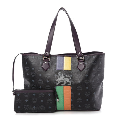 MCM Visetos Striped Munich Lion Tote Black 1 of 9