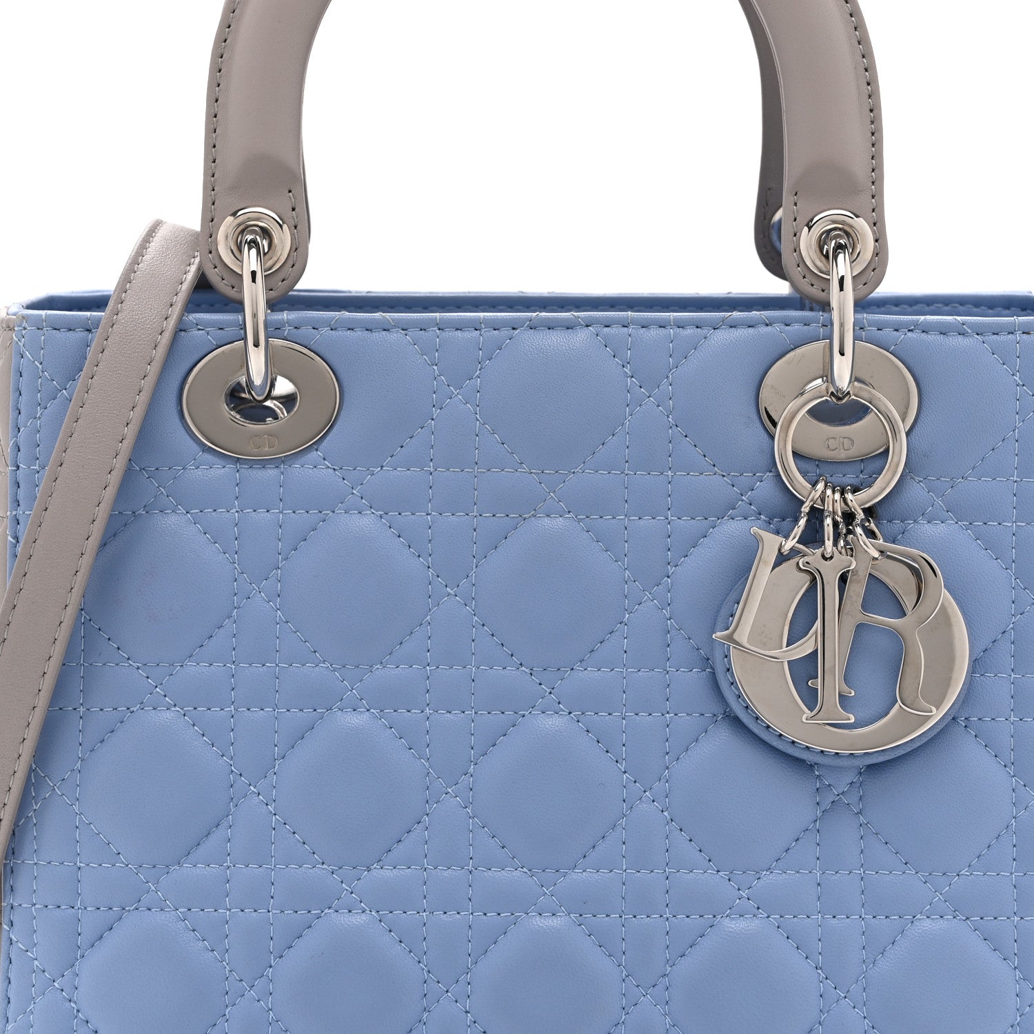 Christian Dior Lambskin Cannage Medium Bi-Color Lady Dior Blue