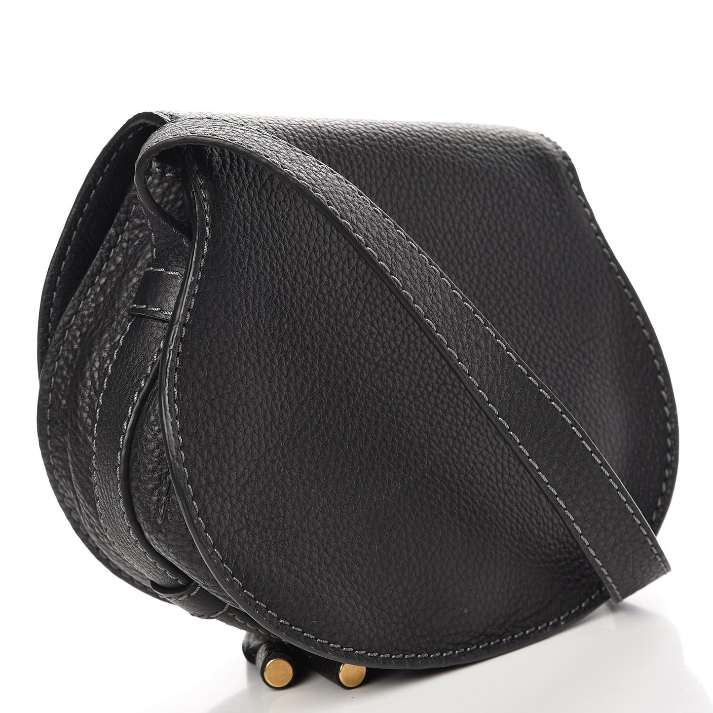 Calfskin Mini Marcie Round Crossbody Bag Black