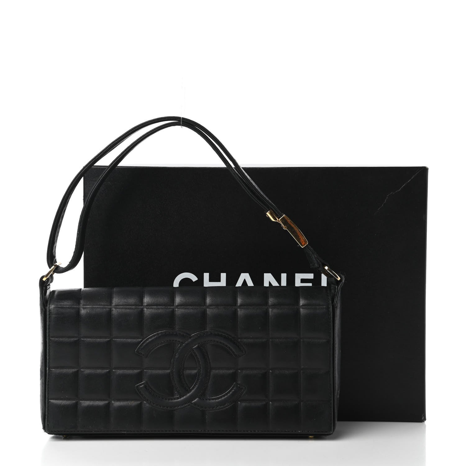 Chanel Lambskin Quilted CC Chocolate Bar Flap Black 11 of 13