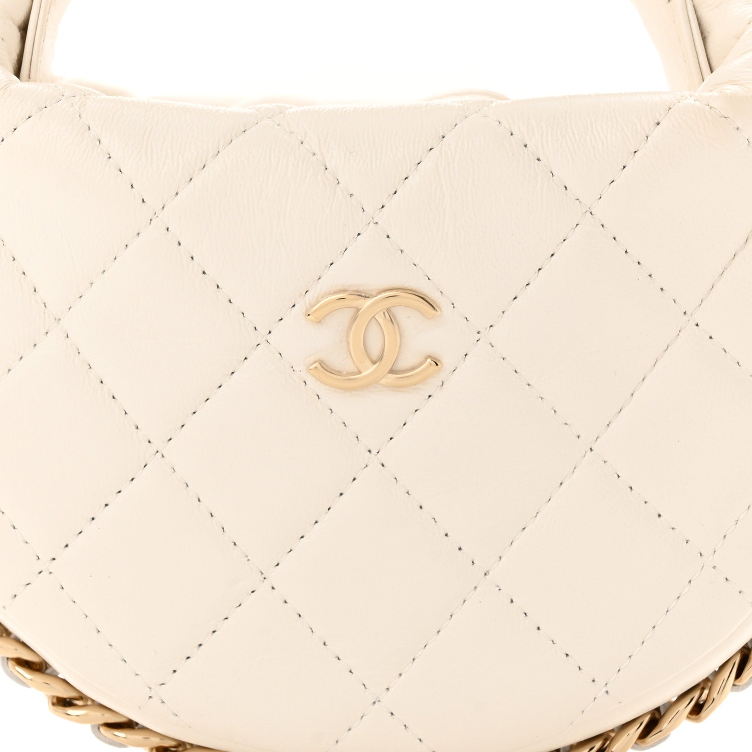 Chanel Lambskin Quilted Chain Around Pouch White 8 of 10