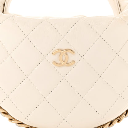 Chanel Lambskin Quilted Chain Around Pouch White 8 of 10