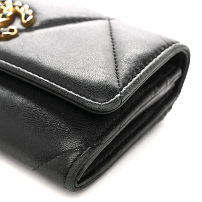 Chanel Shiny Goatskin Quilted Chanel 19 Flap Wallet Black 11 of 13