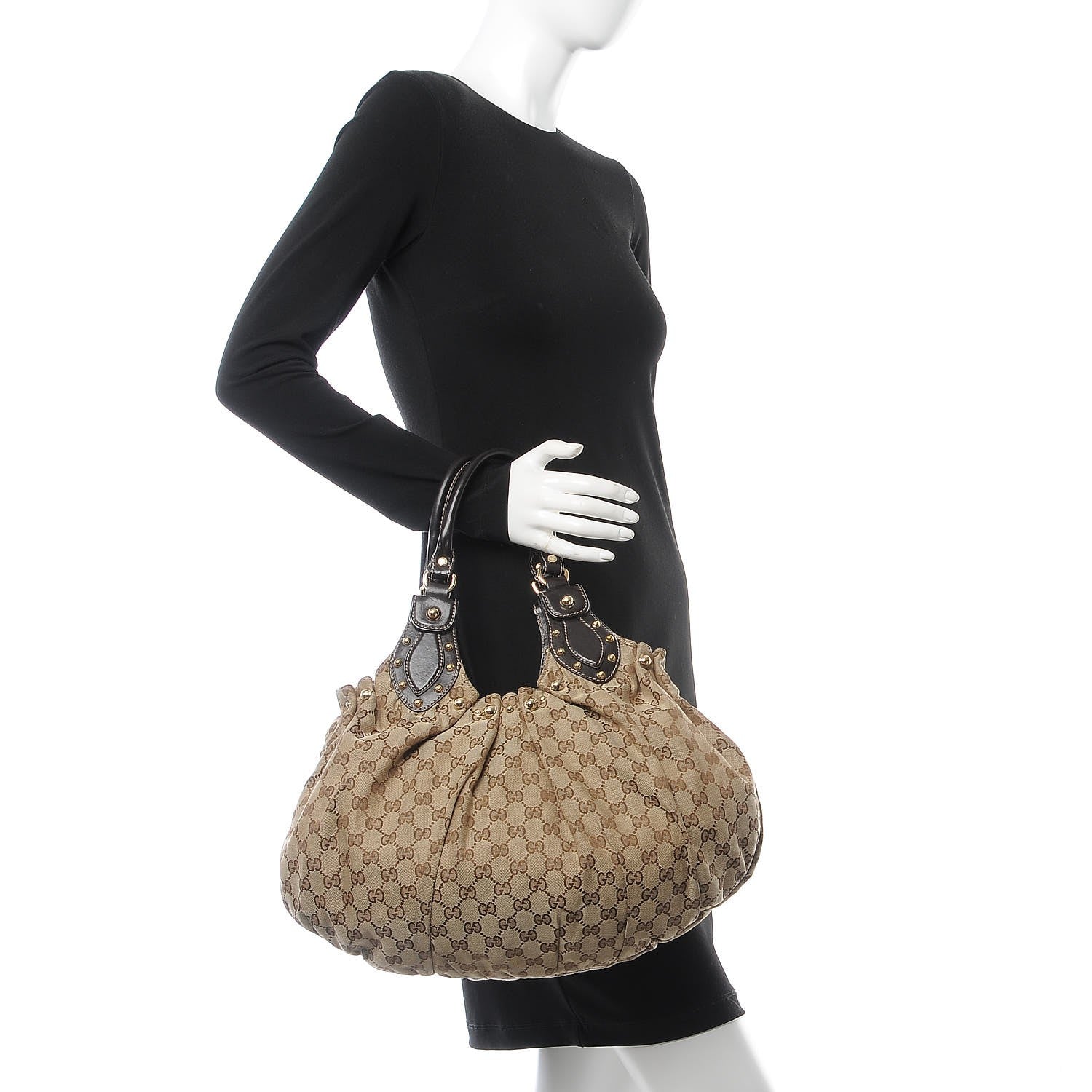 Gucci Monogram Studded Medium Pelham Tote Dark Brown 2 of 7