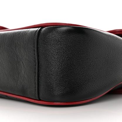 Gucci Vintage Effect Calfskin Matelasse Diagonal Small Torchon GG Marmont Shoulder Bag Black Romantic Cherry 11 of 13