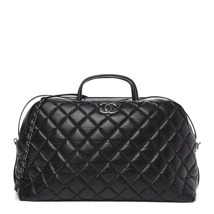 Chanel Aged Calfskin Quilted Large Bowling Bag Black 1 of 10