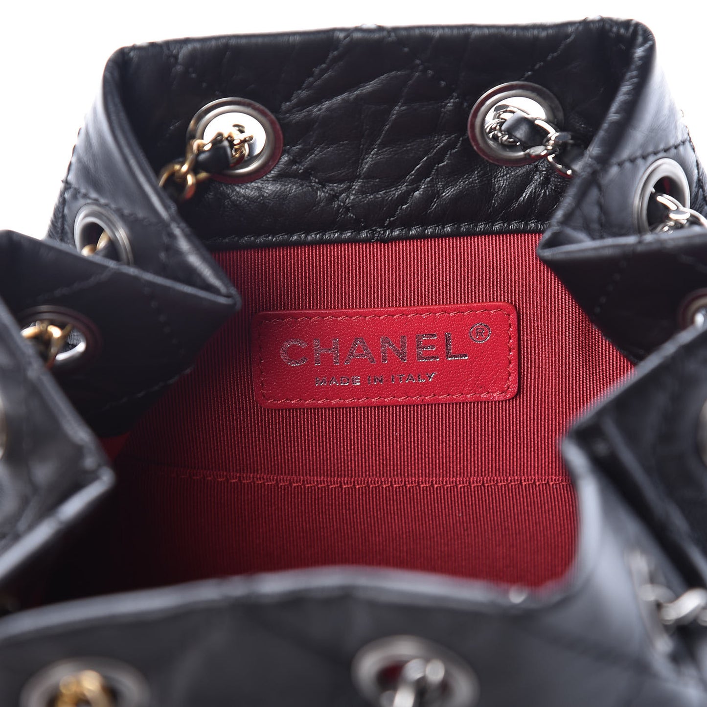 Aged Calfskin Quilted Small Gabrielle Backpack Black