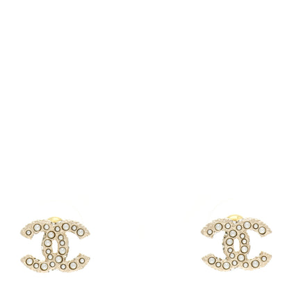 Chanel Pearl Crystal CC Earrings Light Gold 1 of 4