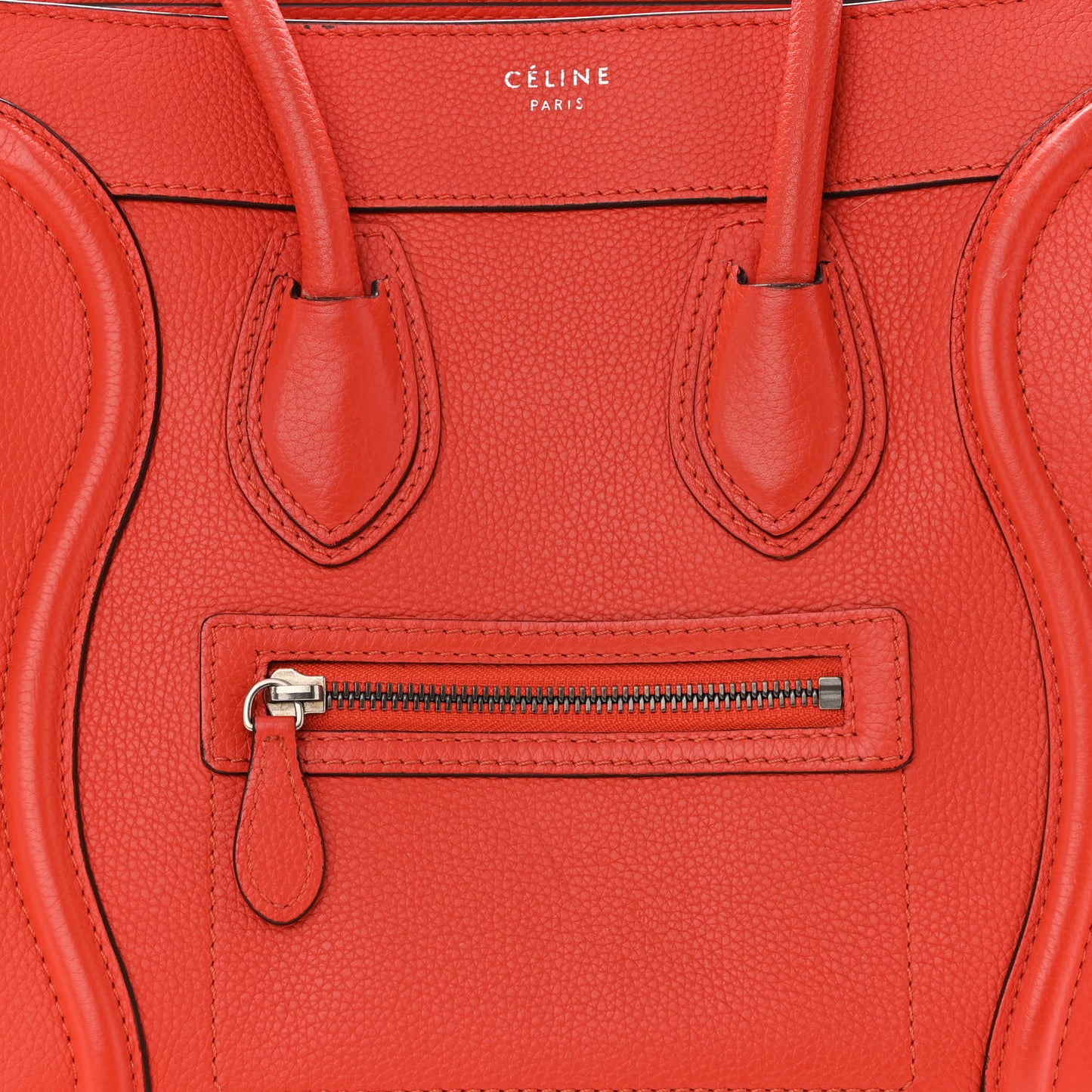 Drummed Calfskin Micro Luggage Vermillion