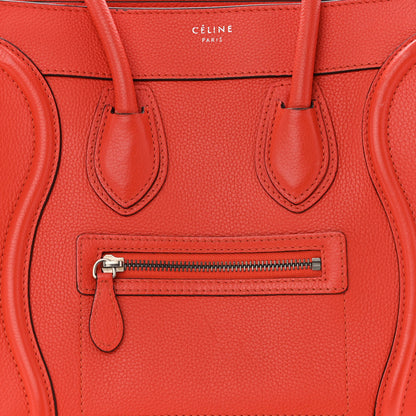 Celine Drummed Calfskin Micro Luggage Vermillion 8 of 11